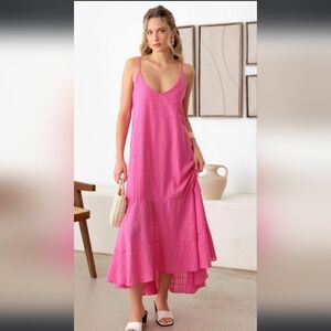 Hot Pink Ruffled Tiered Sundress